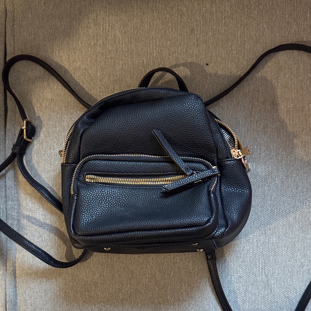 Elegant Black mini Leather Backpack